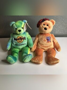 Hard Rock Cafe Green & Blue Tie-Dye Plush Bear - Indianapolis